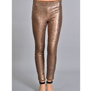 ROSETTE COPPER  SKINNY SEQUIN LEGGINGS